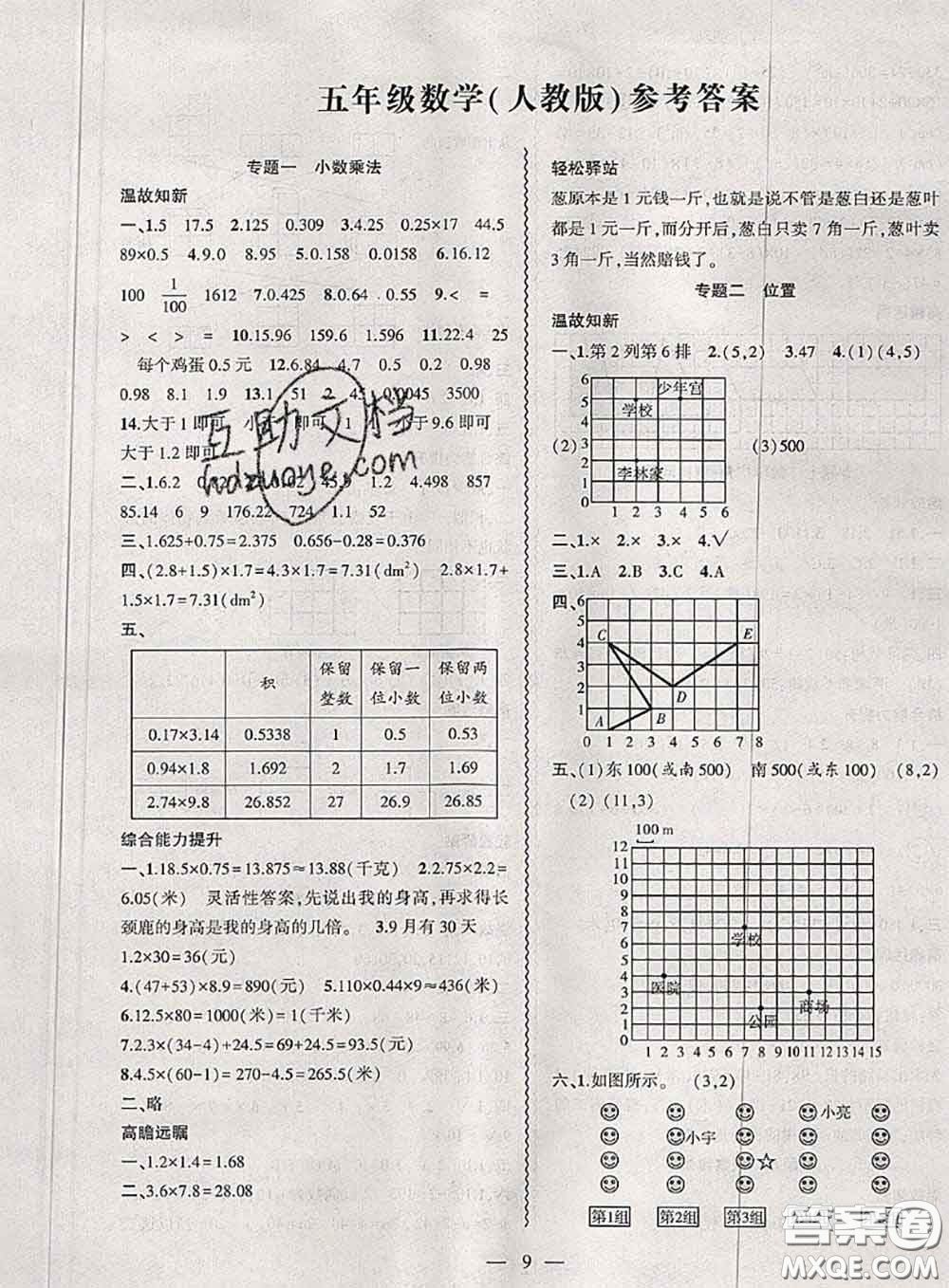 2020年假期總動(dòng)員暑假必刷題五年級數(shù)學(xué)人教版答案