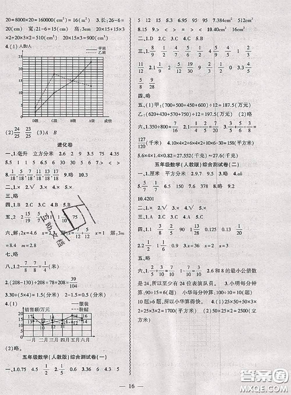 2020年假期總動(dòng)員暑假必刷題五年級數(shù)學(xué)人教版答案
