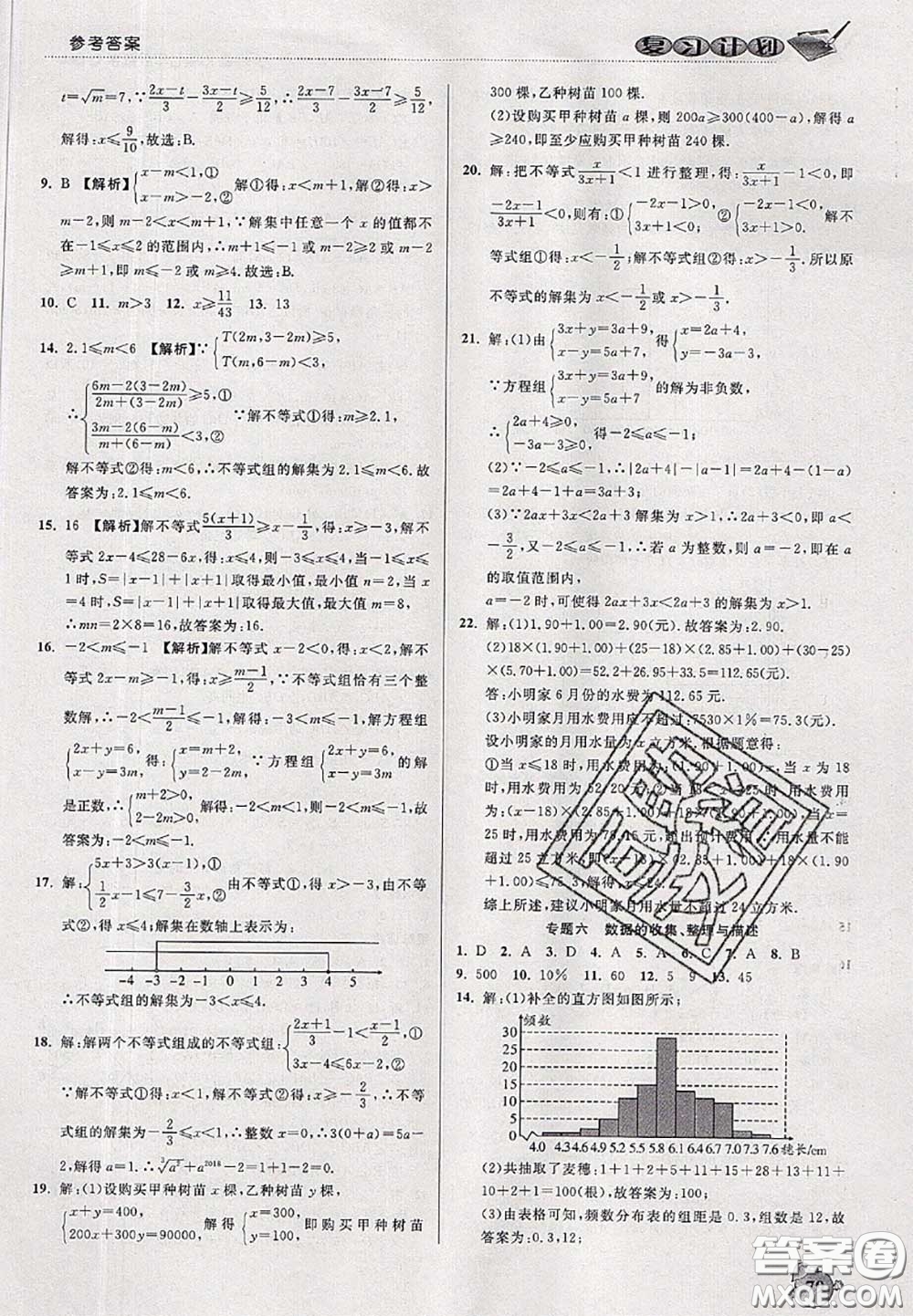 品至教育2020年假期復(fù)習(xí)計(jì)劃期末暑假銜接七年級(jí)數(shù)學(xué)人教版答案
