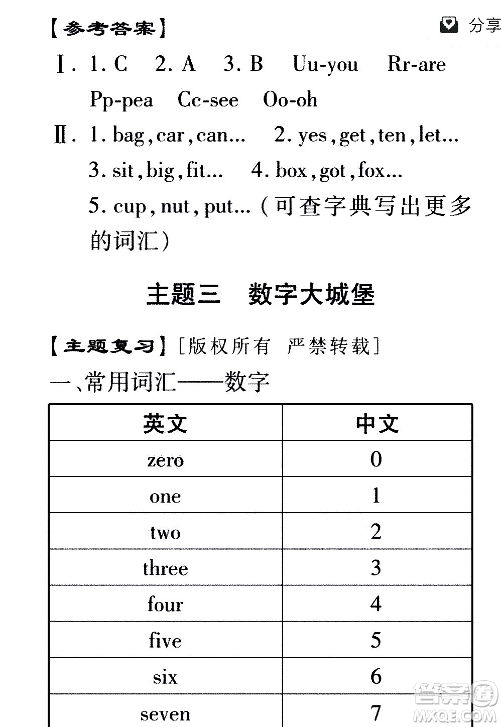 2020年假日知新暑假學(xué)習(xí)與生活四年級(jí)英語(yǔ)學(xué)習(xí)版參考答案