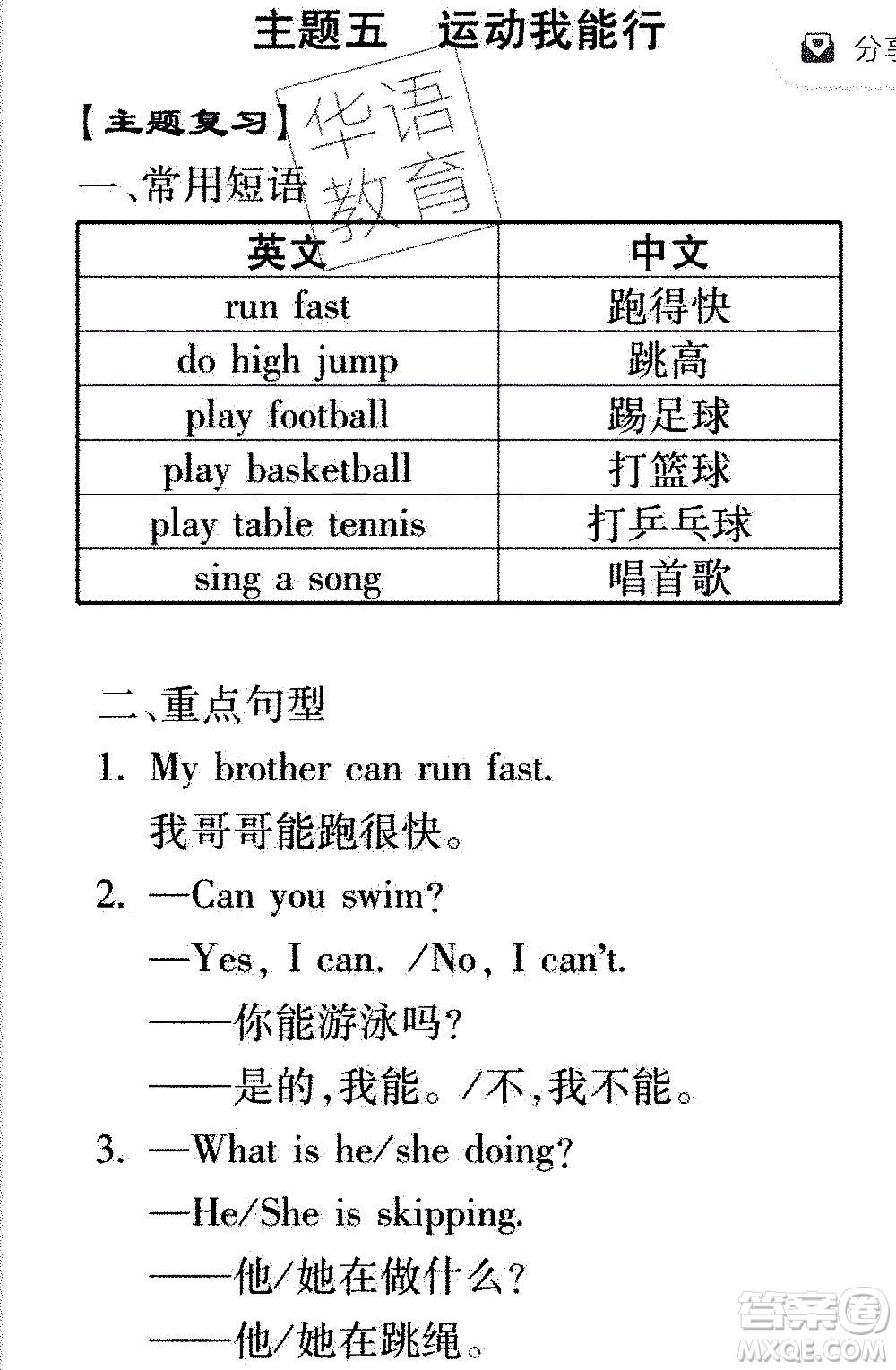 2020年假日知新暑假學(xué)習(xí)與生活四年級(jí)英語(yǔ)學(xué)習(xí)版參考答案