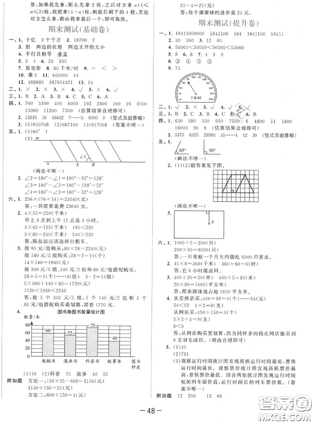 小兒郎2020秋53天天練四年級(jí)數(shù)學(xué)上冊(cè)人教版參考答案