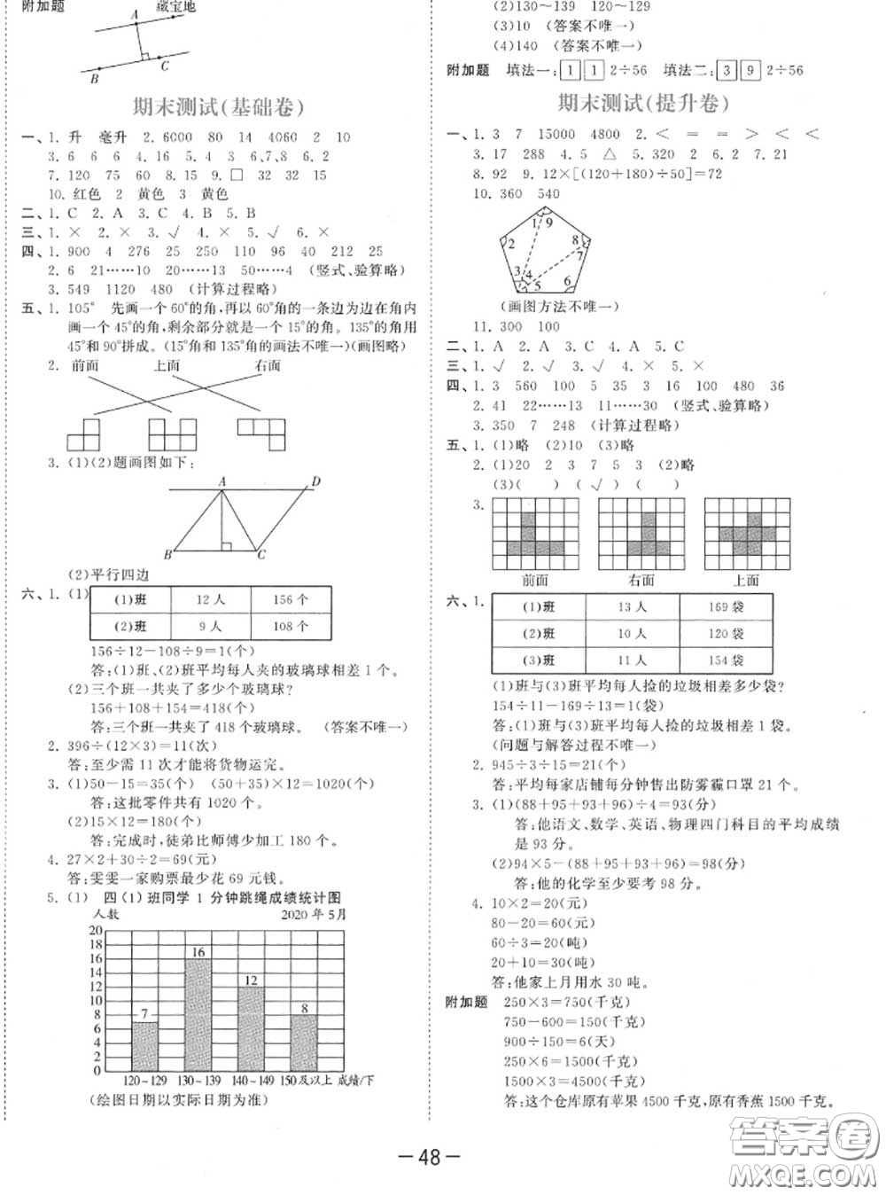 小兒郎2020秋53天天練四年級(jí)數(shù)學(xué)上冊(cè)蘇教版參考答案