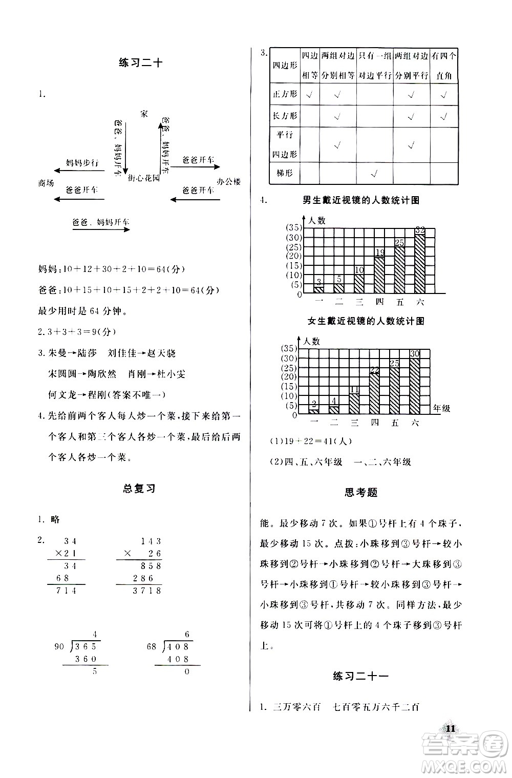湖北教育出版社2020秋小學(xué)數(shù)學(xué)丟分題四年級(jí)上人教版參考答案