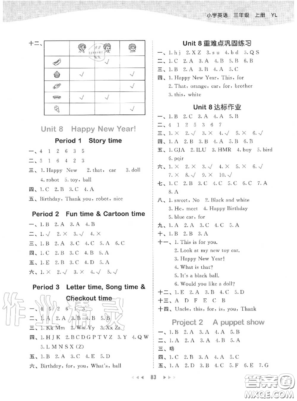 小兒郎2020秋53天天練三年級(jí)英語上冊(cè)譯林版參考答案