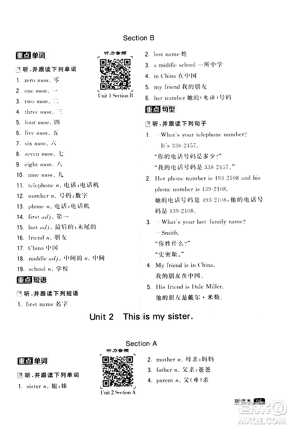 寧夏人民教育出版社2020秋經(jīng)綸學(xué)典學(xué)霸題中題英語七年級上冊RJ人教版浙江專用參考答案