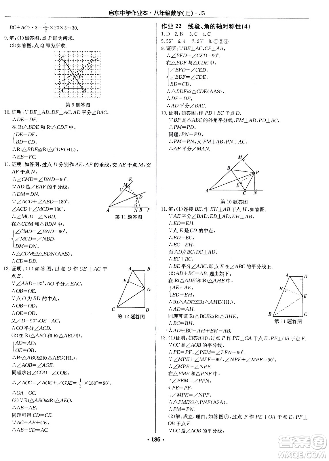 龍門書局2020秋啟東中學(xué)作業(yè)本八年級(jí)數(shù)學(xué)上冊(cè)SJ蘇教版參考答案