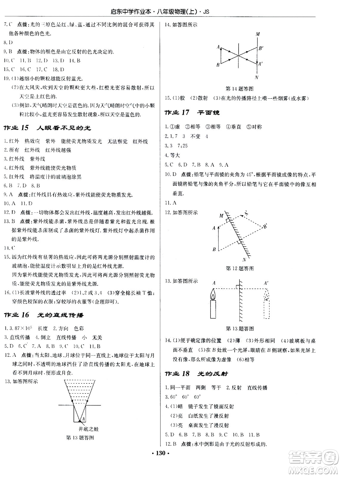 龍門(mén)書(shū)局2020秋啟東中學(xué)作業(yè)本八年級(jí)物理上冊(cè)SJ蘇教版參考答案