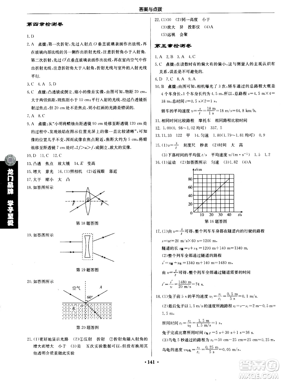龍門(mén)書(shū)局2020秋啟東中學(xué)作業(yè)本八年級(jí)物理上冊(cè)SJ蘇教版參考答案