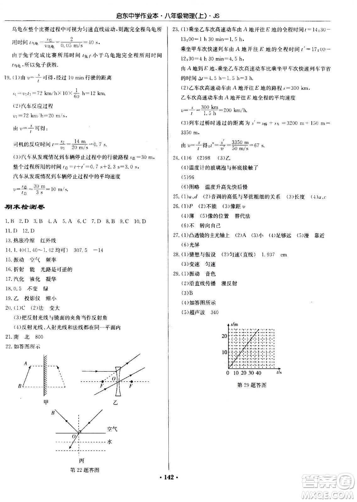 龍門(mén)書(shū)局2020秋啟東中學(xué)作業(yè)本八年級(jí)物理上冊(cè)SJ蘇教版參考答案