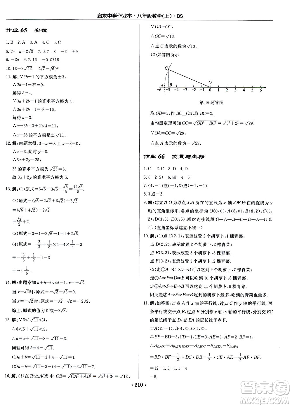 龍門書局2020秋啟東中學(xué)作業(yè)本八年級(jí)數(shù)學(xué)上冊(cè)BS北師版參考答案