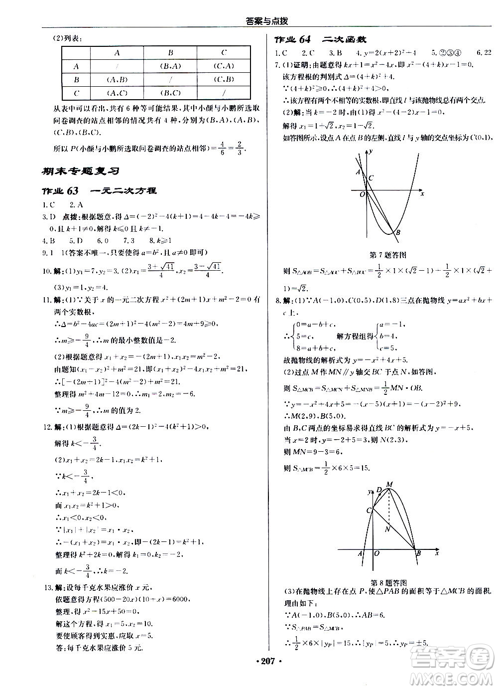 龍門書局2020秋啟東中學(xué)作業(yè)本九年級(jí)數(shù)學(xué)上冊(cè)R人教版參考答案