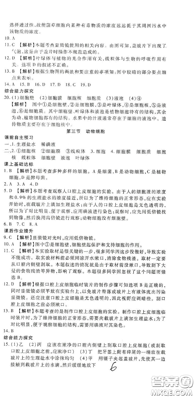 河北大學(xué)2020聚能課堂七年級生物答案