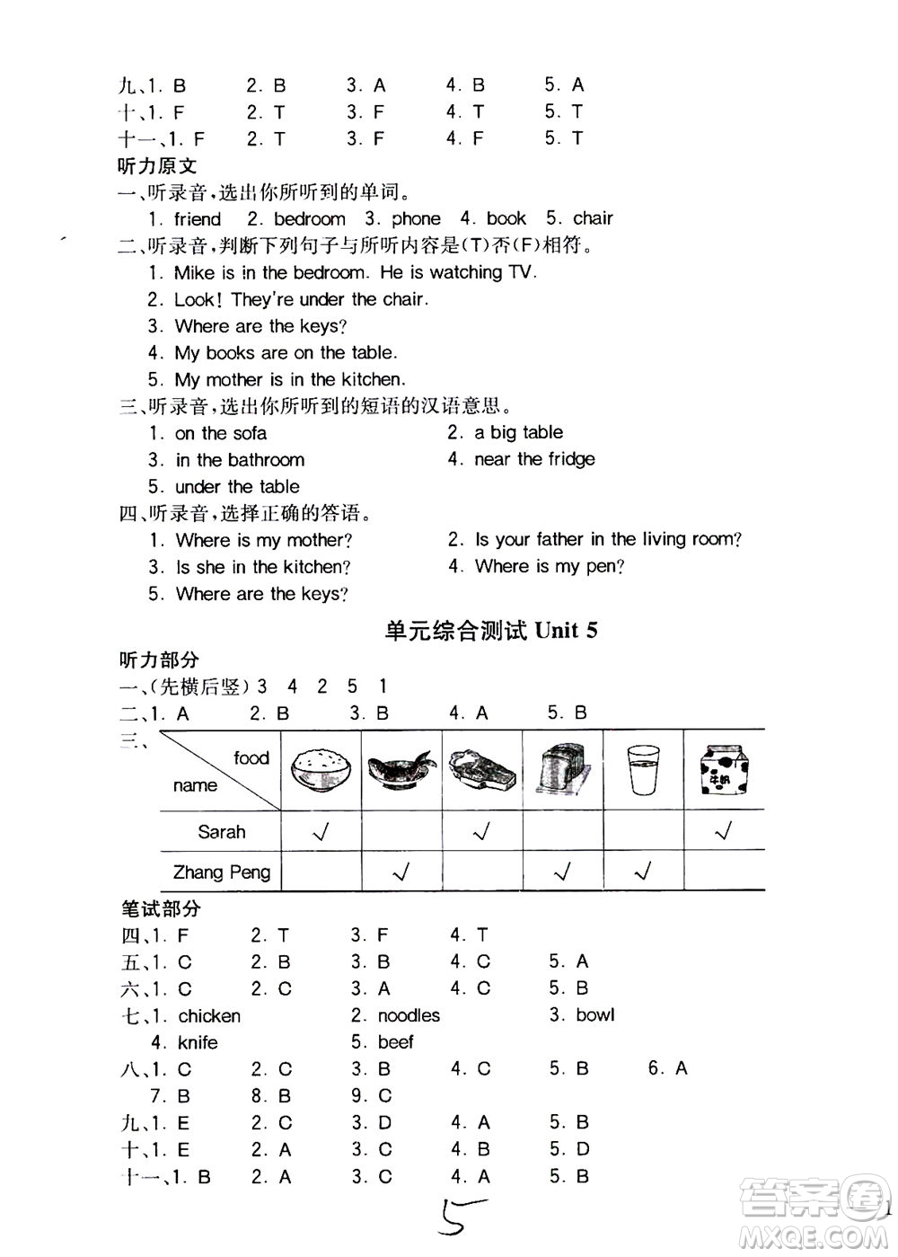 陜西師范大學(xué)出版總社2020秋全易通小學(xué)英語四年級上人教版參考答案