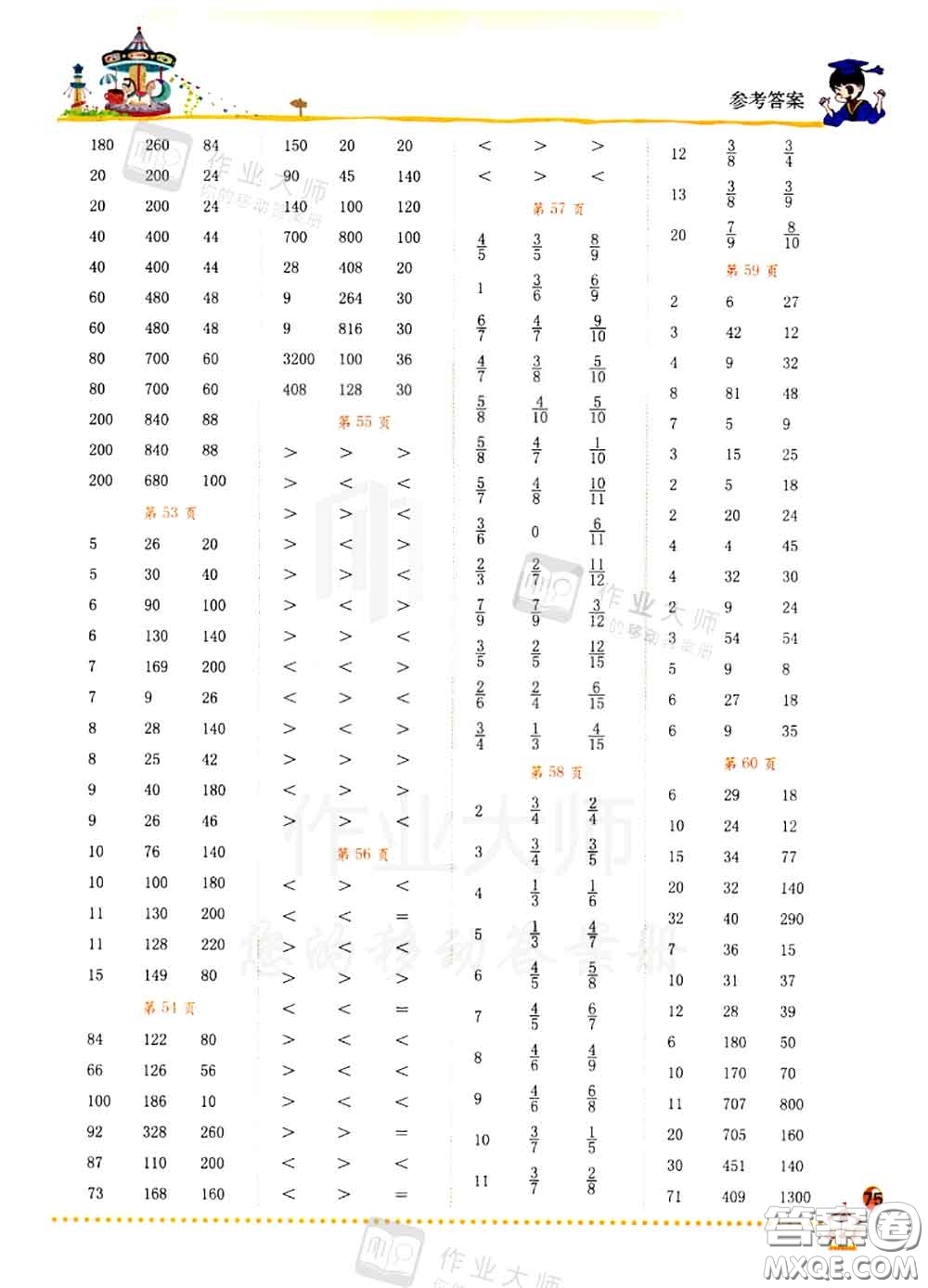 2020秋黃岡小狀元口算速算練習冊三年級數(shù)學上冊人教版答案