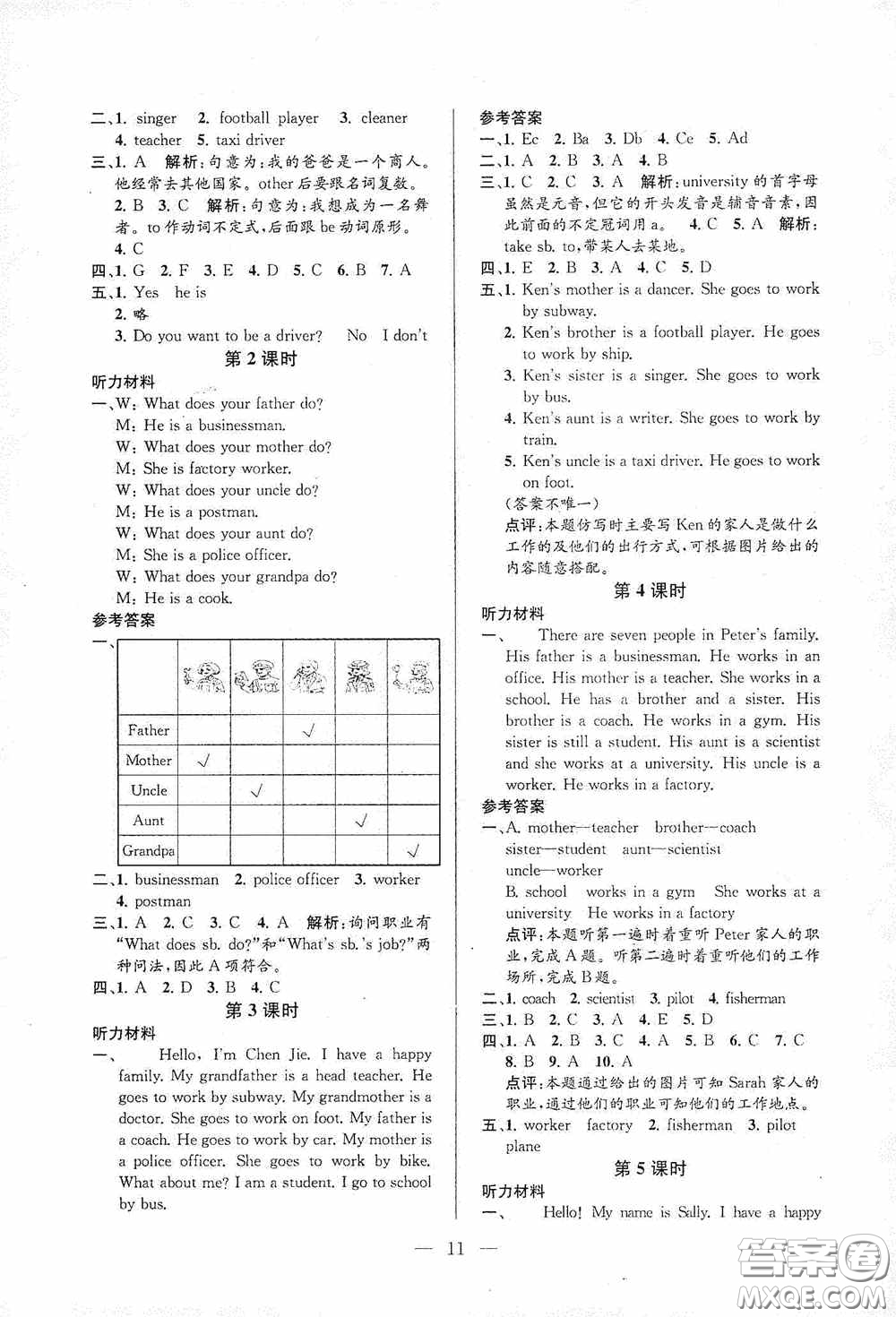 河海大學(xué)出版社2020孟建平系列叢書課時精練六年級英語上冊人教版答案