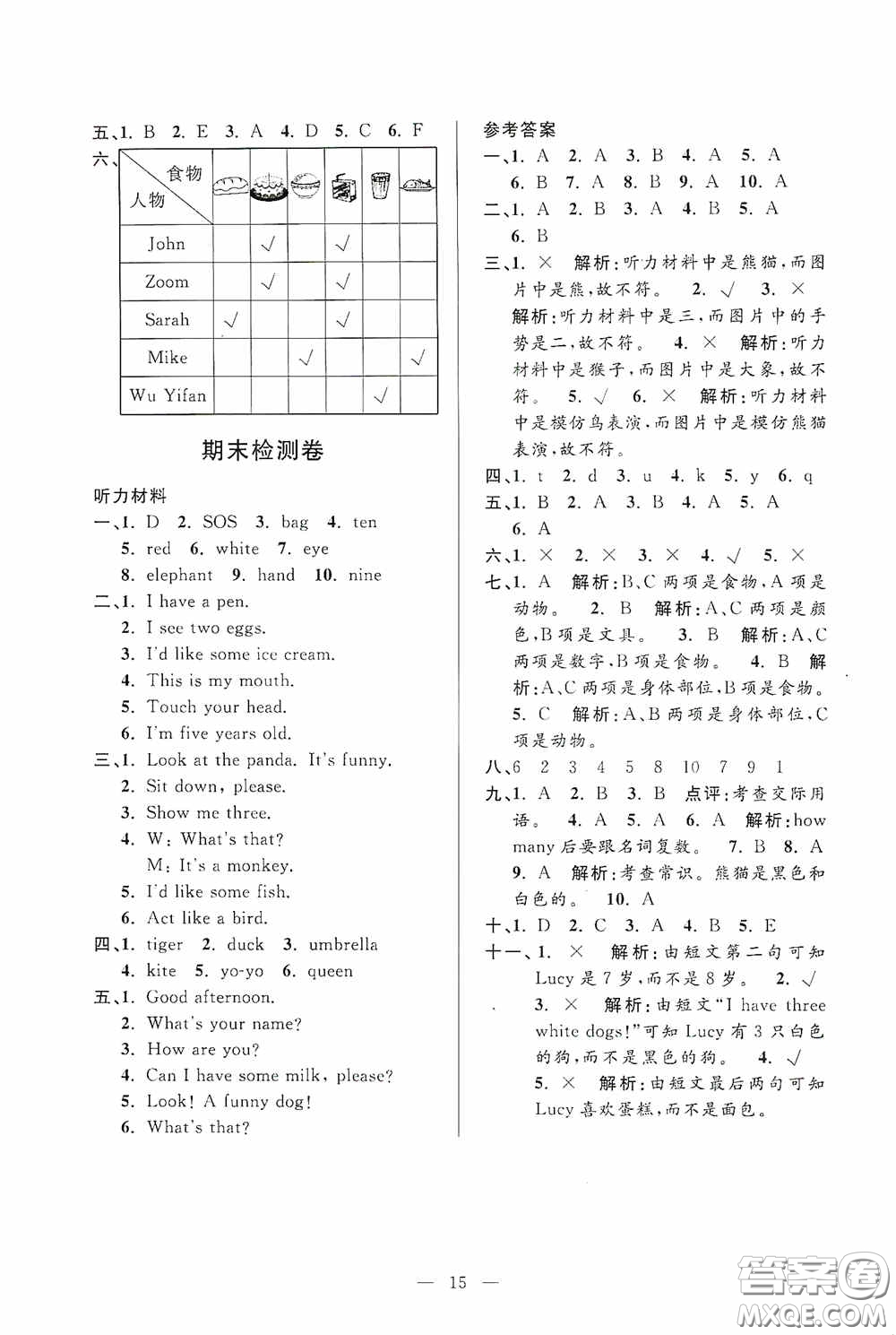 河海大學(xué)出版社2020孟建平系列叢書課時(shí)精練三年級英語上冊人教版答案