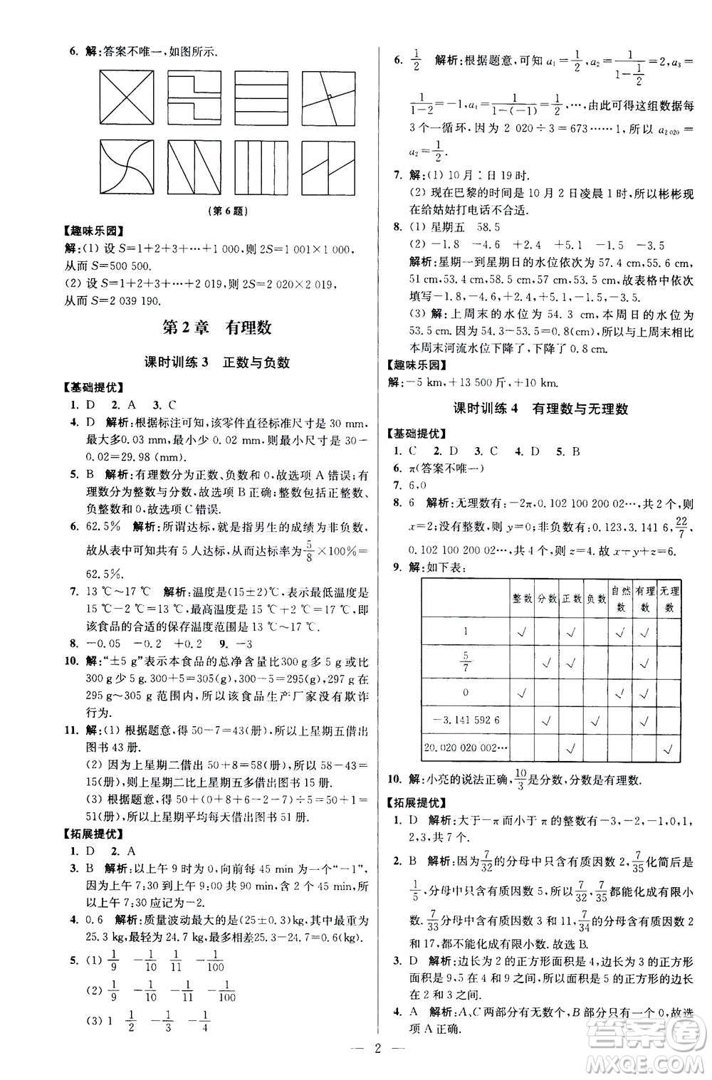 江蘇鳳凰科學(xué)技術(shù)出版社2020秋初中數(shù)學(xué)小題狂做提優(yōu)版七年級(jí)上蘇科版參考答案