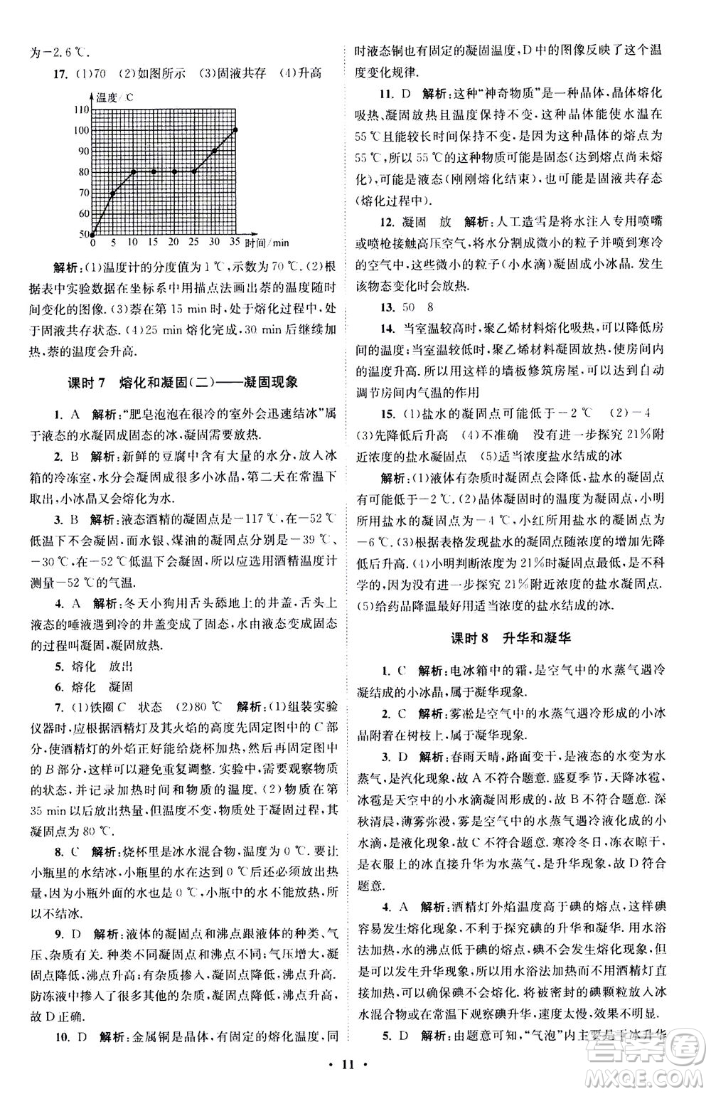 江蘇鳳凰科學技術(shù)出版社2020秋初中物理小題狂做巔峰版八年級上蘇科版參考答案
