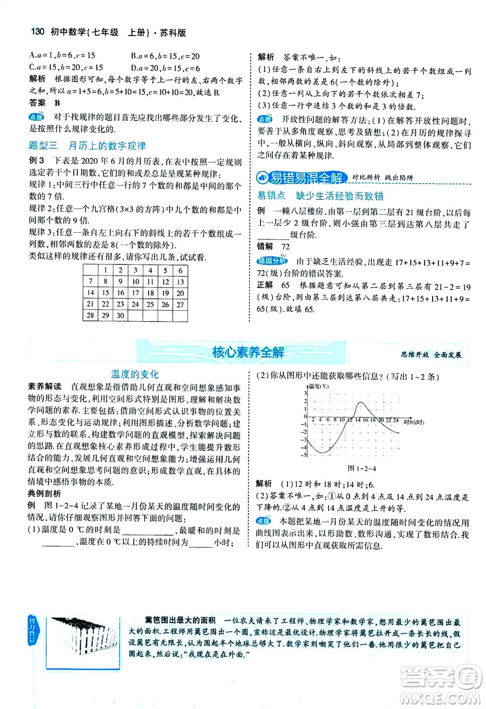 教育科學(xué)出版社2020秋5年中考3年模擬全解版初中數(shù)學(xué)七年級(jí)上冊(cè)蘇科版參考答案