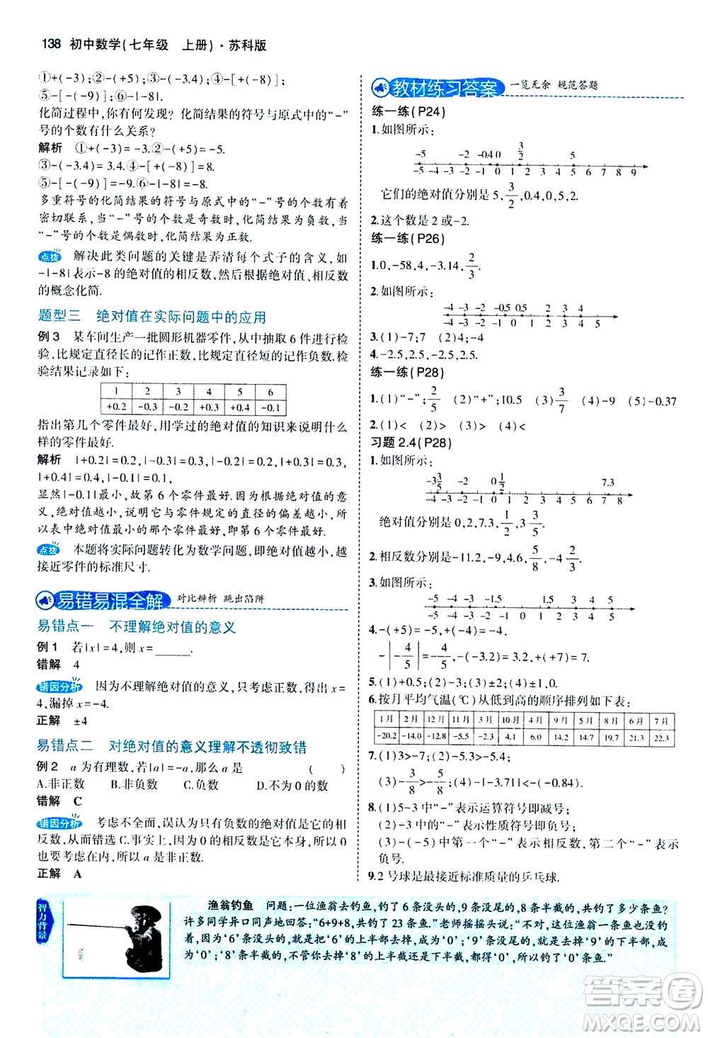 教育科學(xué)出版社2020秋5年中考3年模擬全解版初中數(shù)學(xué)七年級(jí)上冊(cè)蘇科版參考答案