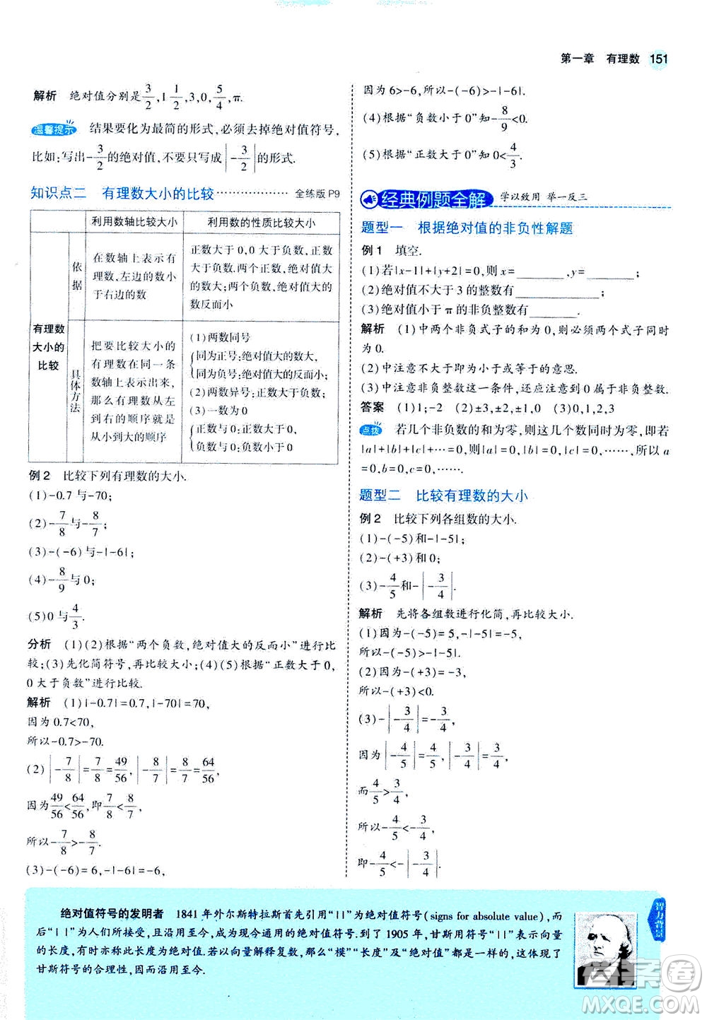 教育科學出版社2020秋5年中考3年模擬全解版初中數(shù)學七年級上冊人教版參考答案