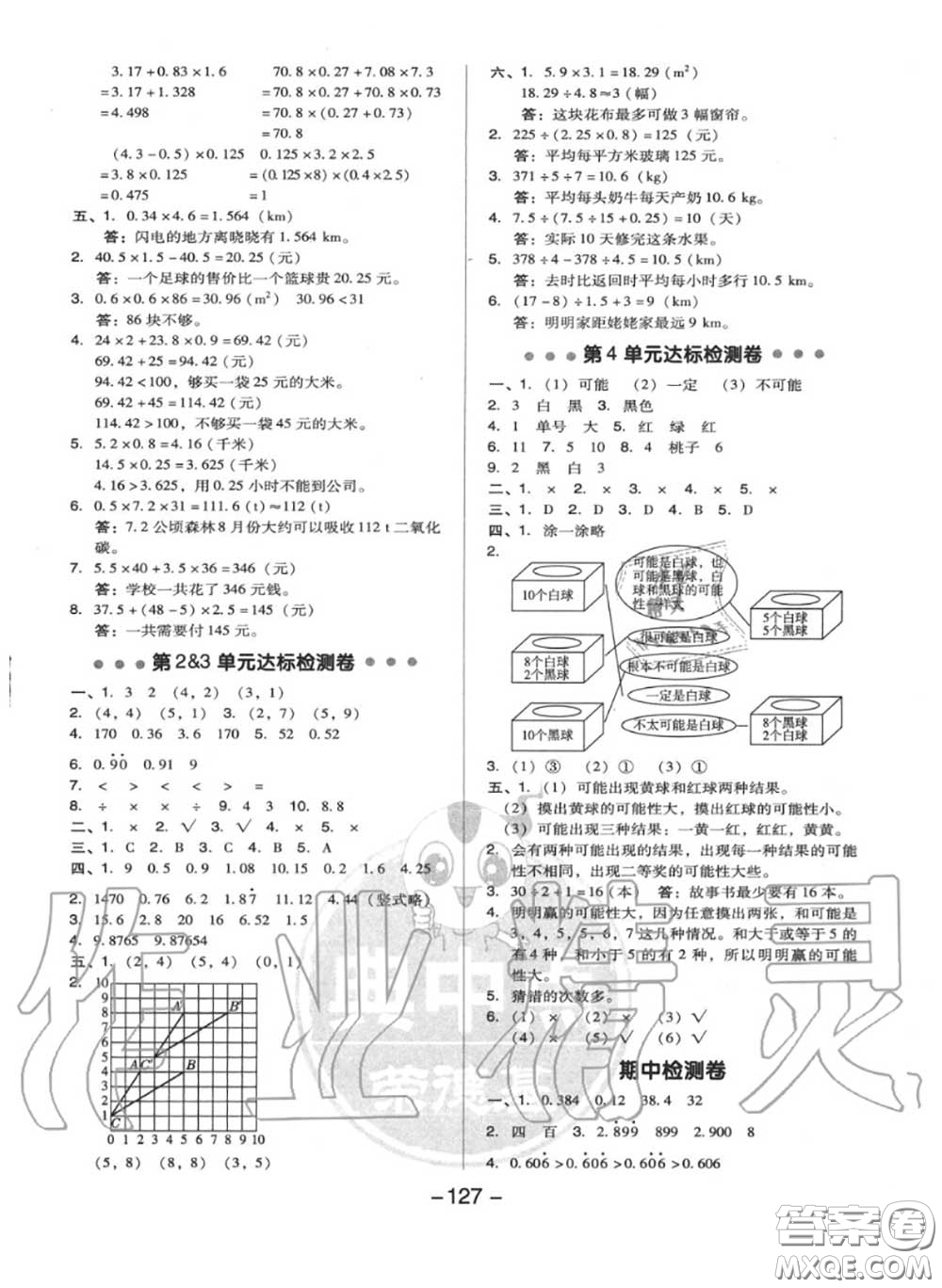 榮德基2020秋新版綜合應(yīng)用創(chuàng)新題典中點五年級數(shù)學(xué)上冊人教版答案