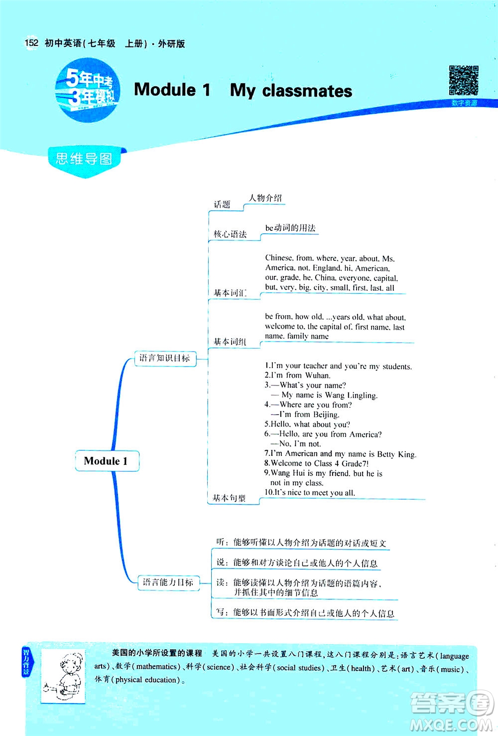 教育科學(xué)出版社2020秋5年中考3年模擬全解版初中英語七年級上冊外研版參考答案