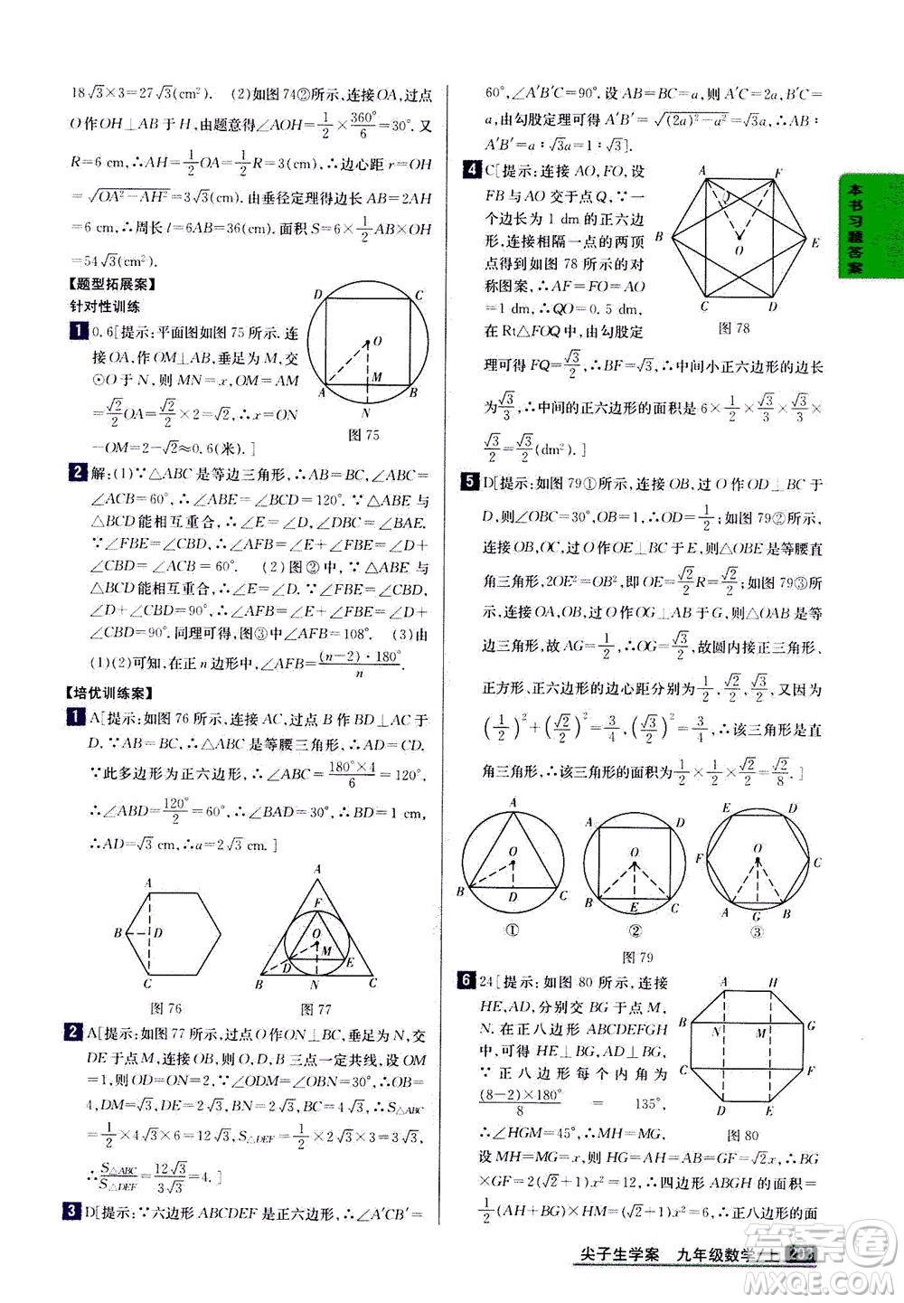 吉林人民出版社2020秋尖子生學案數(shù)學九年級上冊新課標人教版參考答案