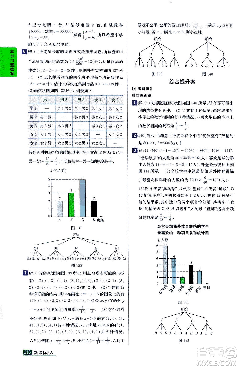 吉林人民出版社2020秋尖子生學案數(shù)學九年級上冊新課標人教版參考答案