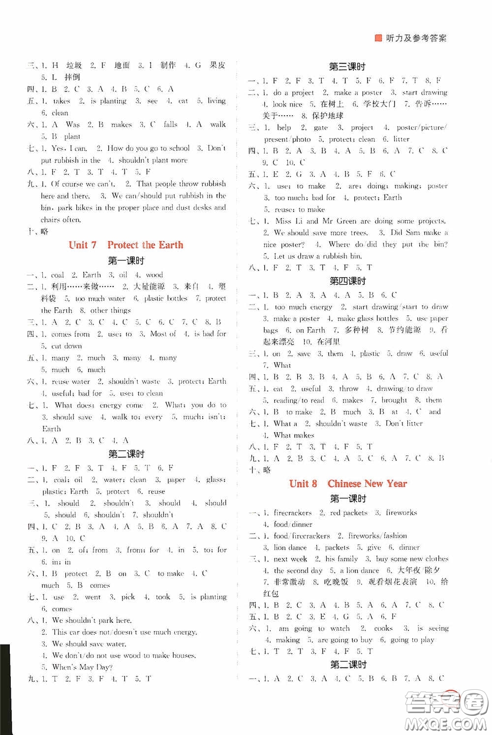 江蘇鳳凰美術(shù)出版社2020課時(shí)精練六年級(jí)英語上冊(cè)江蘇版答案