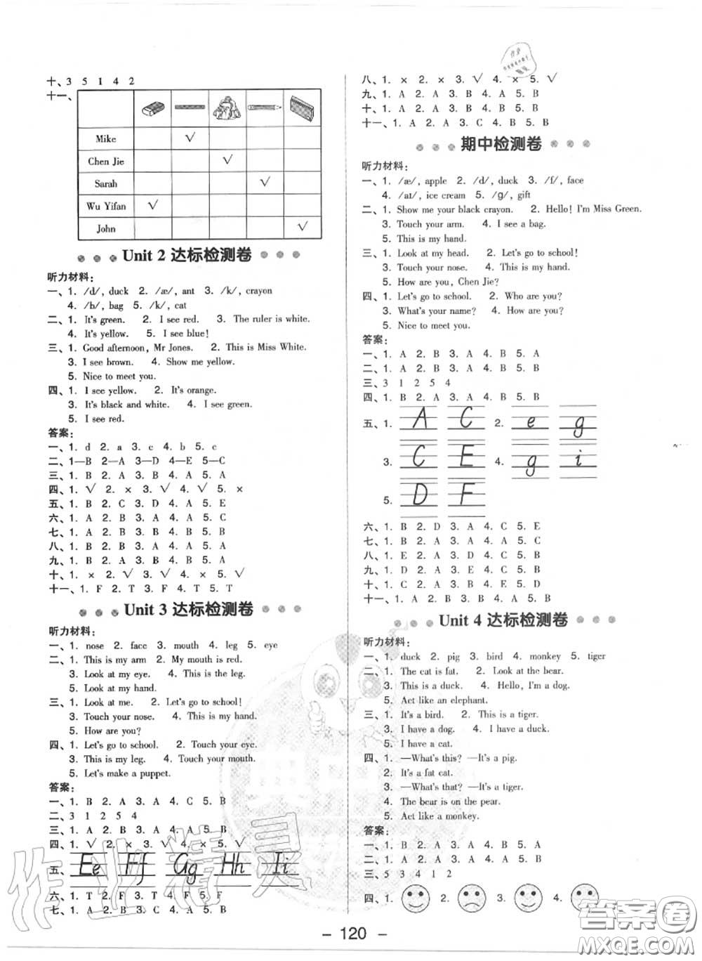 榮德基2020秋新版綜合應(yīng)用創(chuàng)新題典中點三年級英語上冊人教版答案