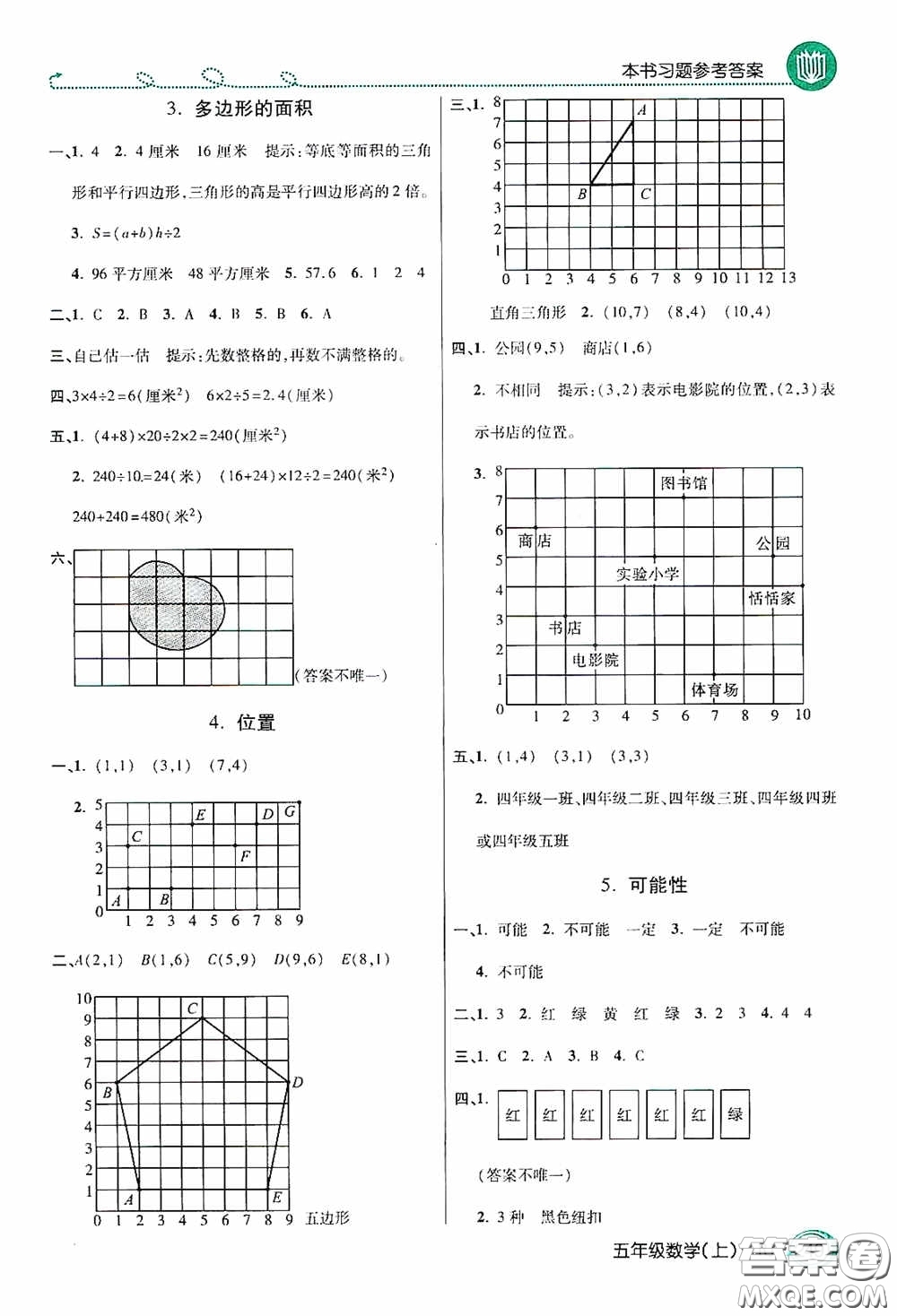 開明出版社2020萬向思維倍速學(xué)習(xí)法五年級數(shù)學(xué)上冊人教版答案