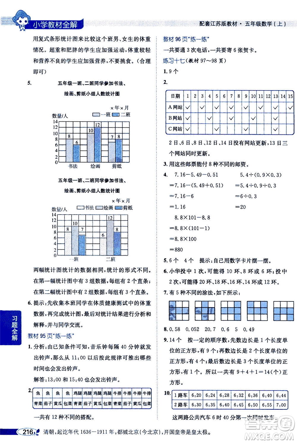 2020秋薛金星小學(xué)教材全解五年級(jí)上冊(cè)數(shù)學(xué)江蘇版參考答案