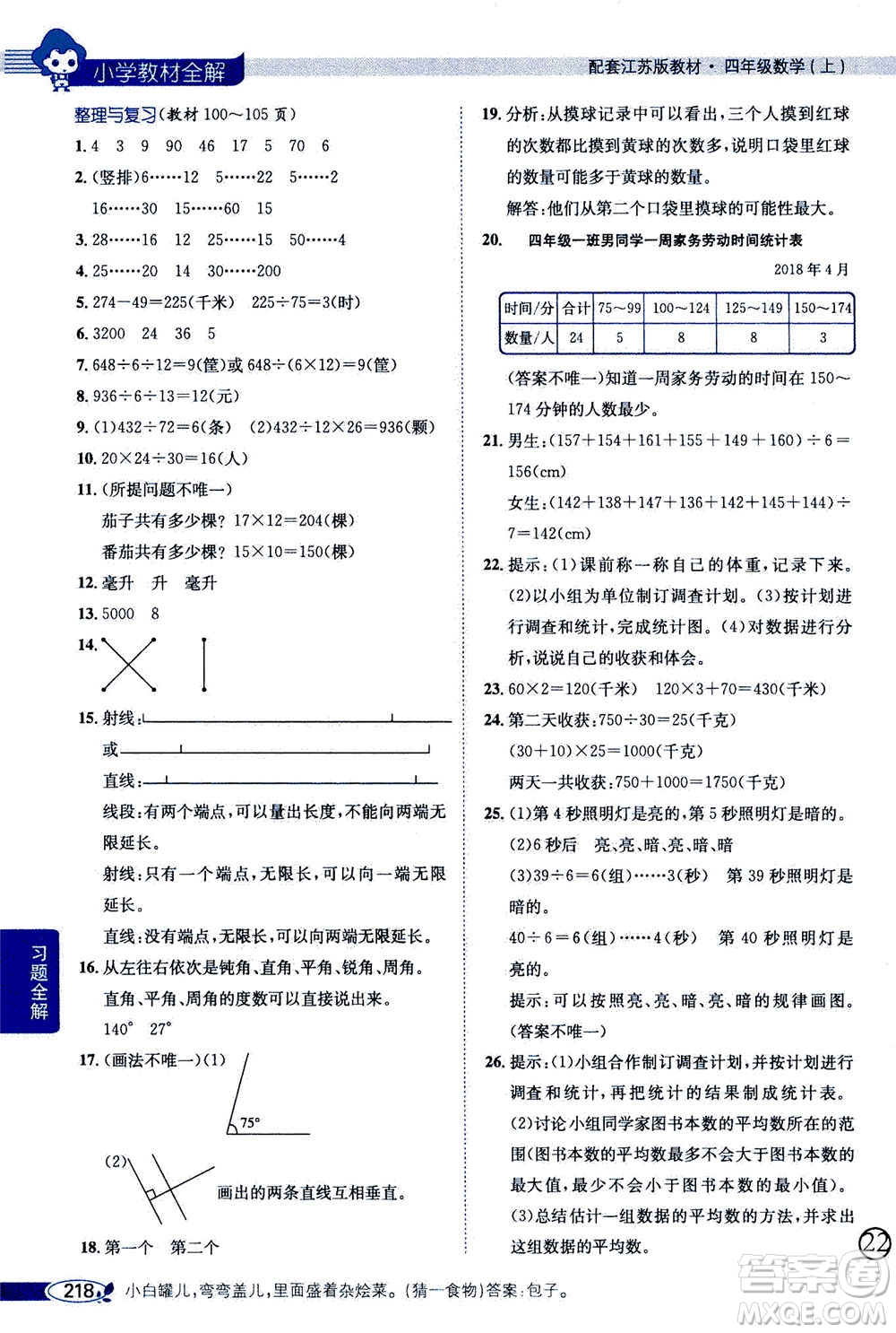 2020秋薛金星小學(xué)教材全解四年級(jí)上冊(cè)數(shù)學(xué)江蘇版參考答案