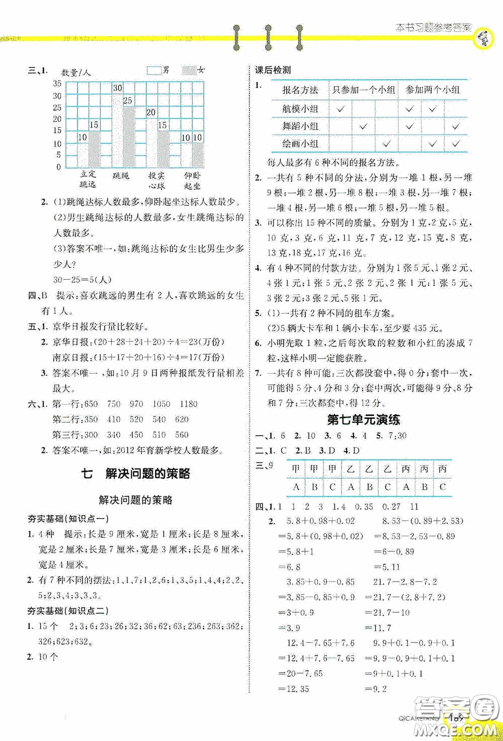 河北教育出版社2020七彩課堂五年級數(shù)學上冊蘇教版答案
