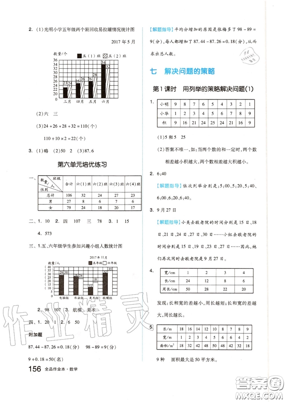 天津人民出版社2020秋全品作業(yè)本五年級(jí)數(shù)學(xué)上冊(cè)蘇教版答案