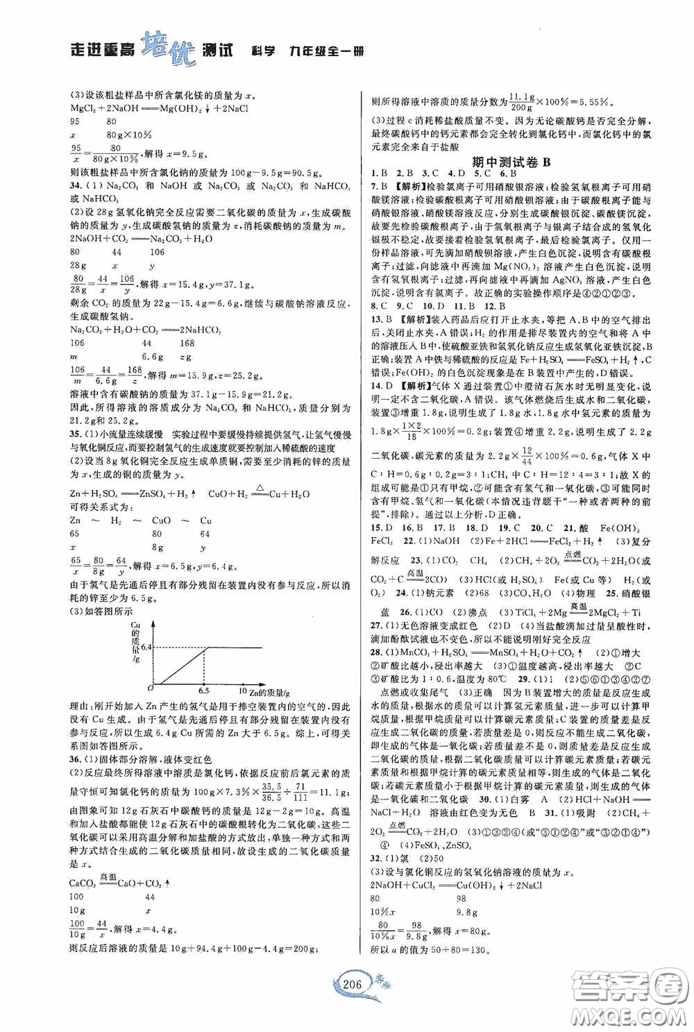 華東師范大學(xué)出版社2020走進(jìn)重高培優(yōu)測(cè)試九年級(jí)數(shù)學(xué)全一冊(cè)浙教版雙色新編版答案