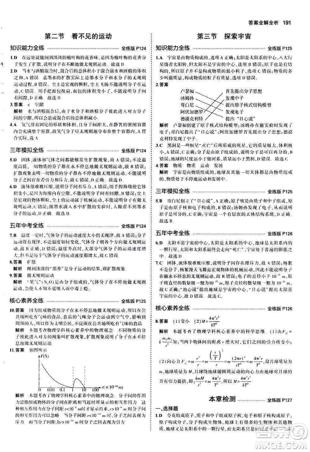2020秋5年中考3年模擬全練版初中物理八年級(jí)全一冊(cè)滬科版參考答案