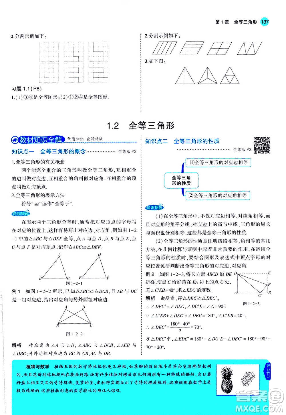 2020秋5年中考3年模擬全練版全解版初中數(shù)學(xué)八年級上冊蘇科版參考答案