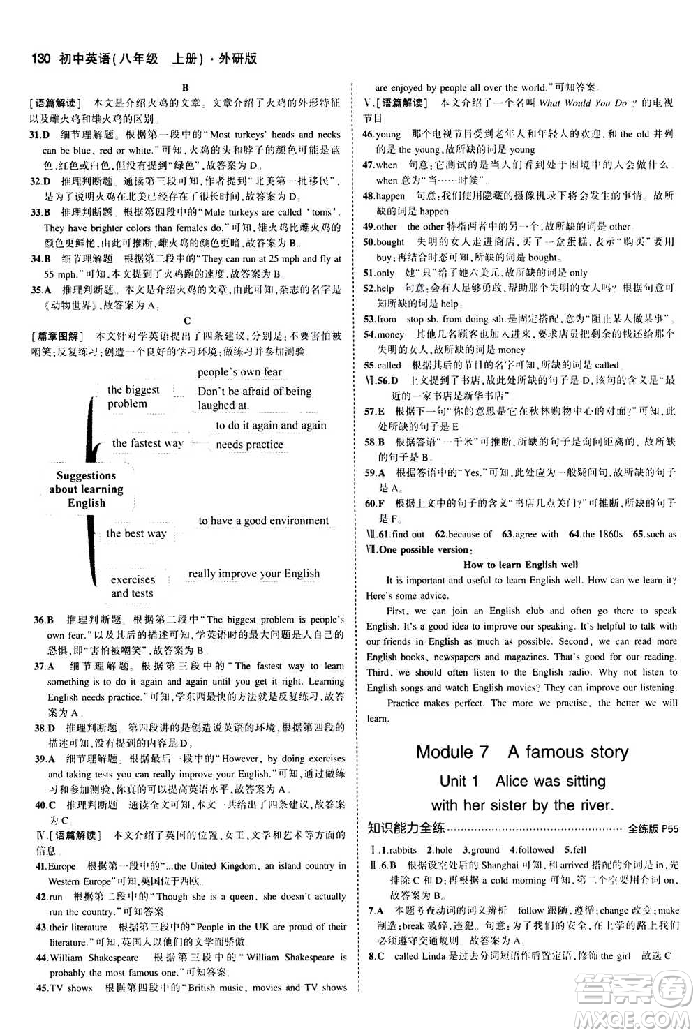 2020秋5年中考3年模擬全練版全解版初中英語八年級(jí)上冊(cè)外研版參考答案