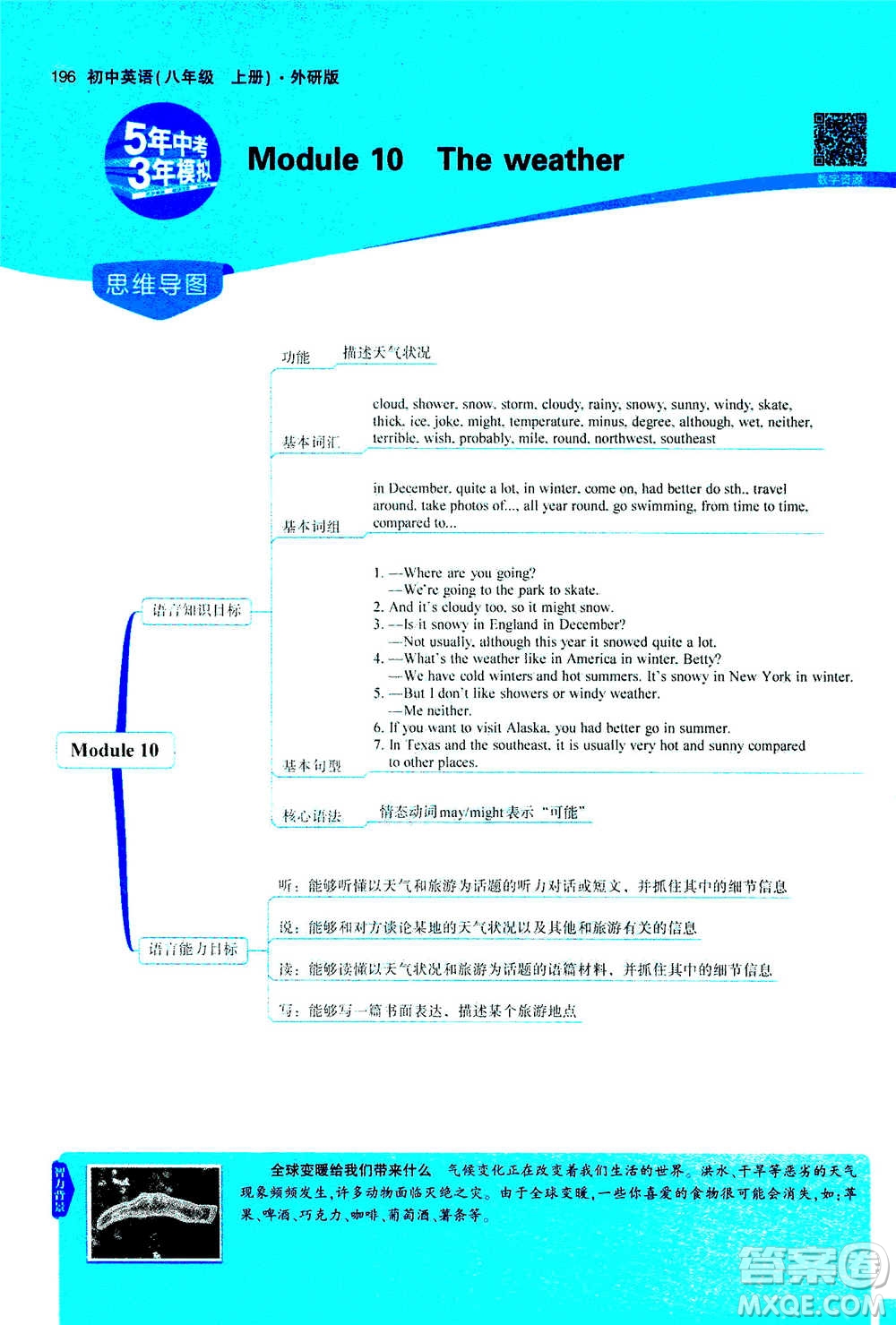 2020秋5年中考3年模擬全練版全解版初中英語八年級(jí)上冊(cè)外研版參考答案
