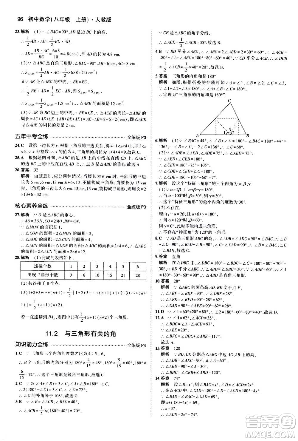 2020秋5年中考3年模擬全練版全解版初中數(shù)學(xué)八年級上冊人教版參考答案