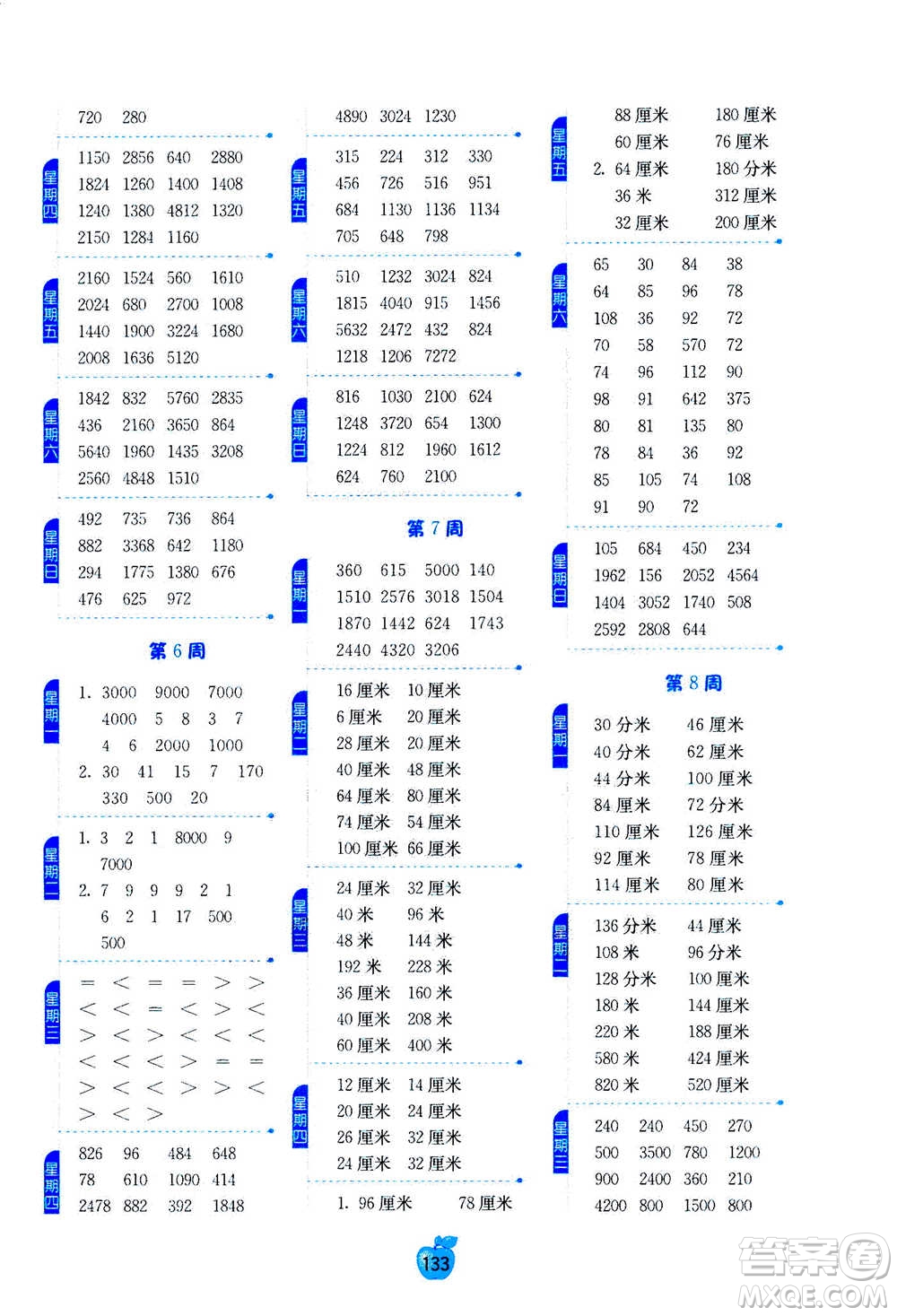 江蘇人民出版社2020年小學(xué)數(shù)學(xué)計(jì)算高手三年級上冊江蘇專用參考答案