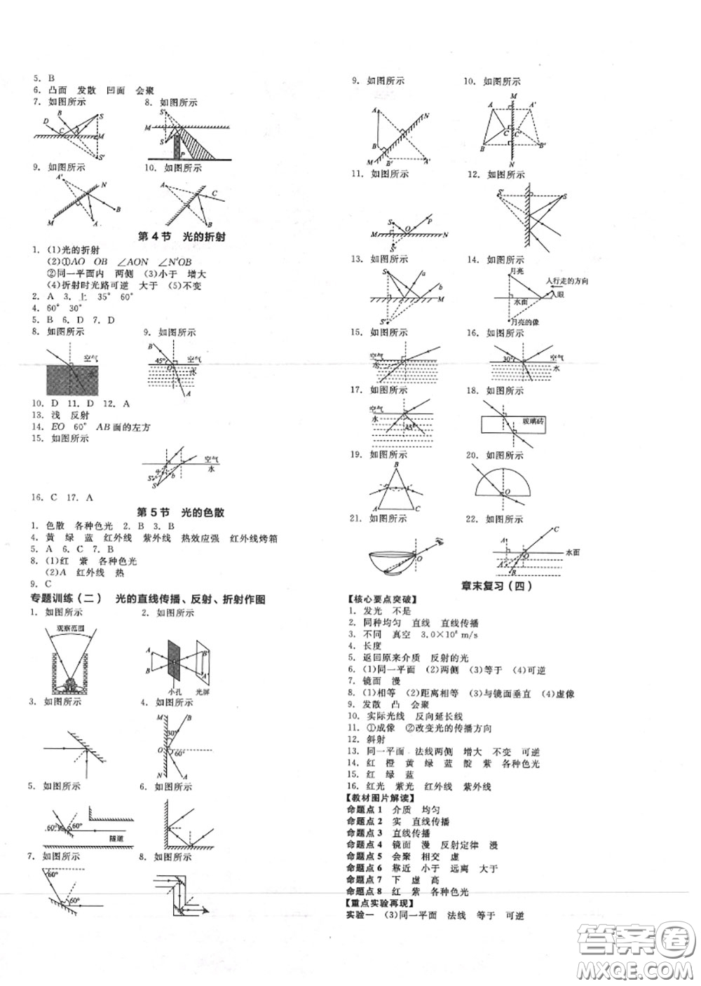 陽光出版社2020秋全品作業(yè)本八年級(jí)物理上冊(cè)人教版答案