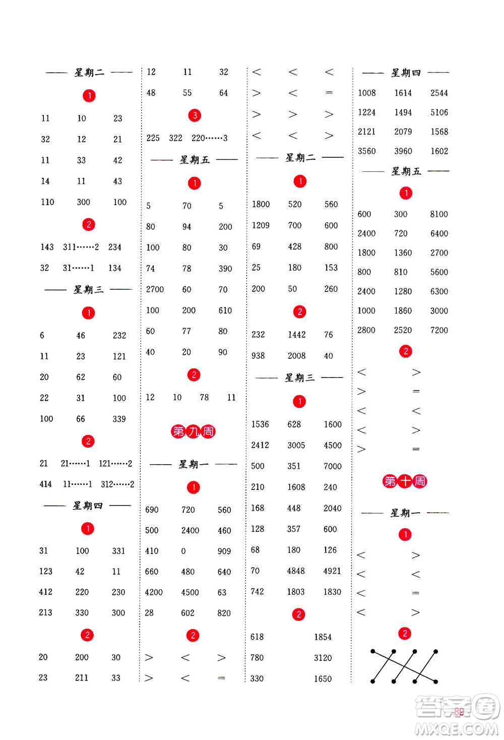 河海大學(xué)出版社2020年計(jì)算小狀元小學(xué)數(shù)學(xué)三年級(jí)上冊(cè)SJ蘇教版參考答案
