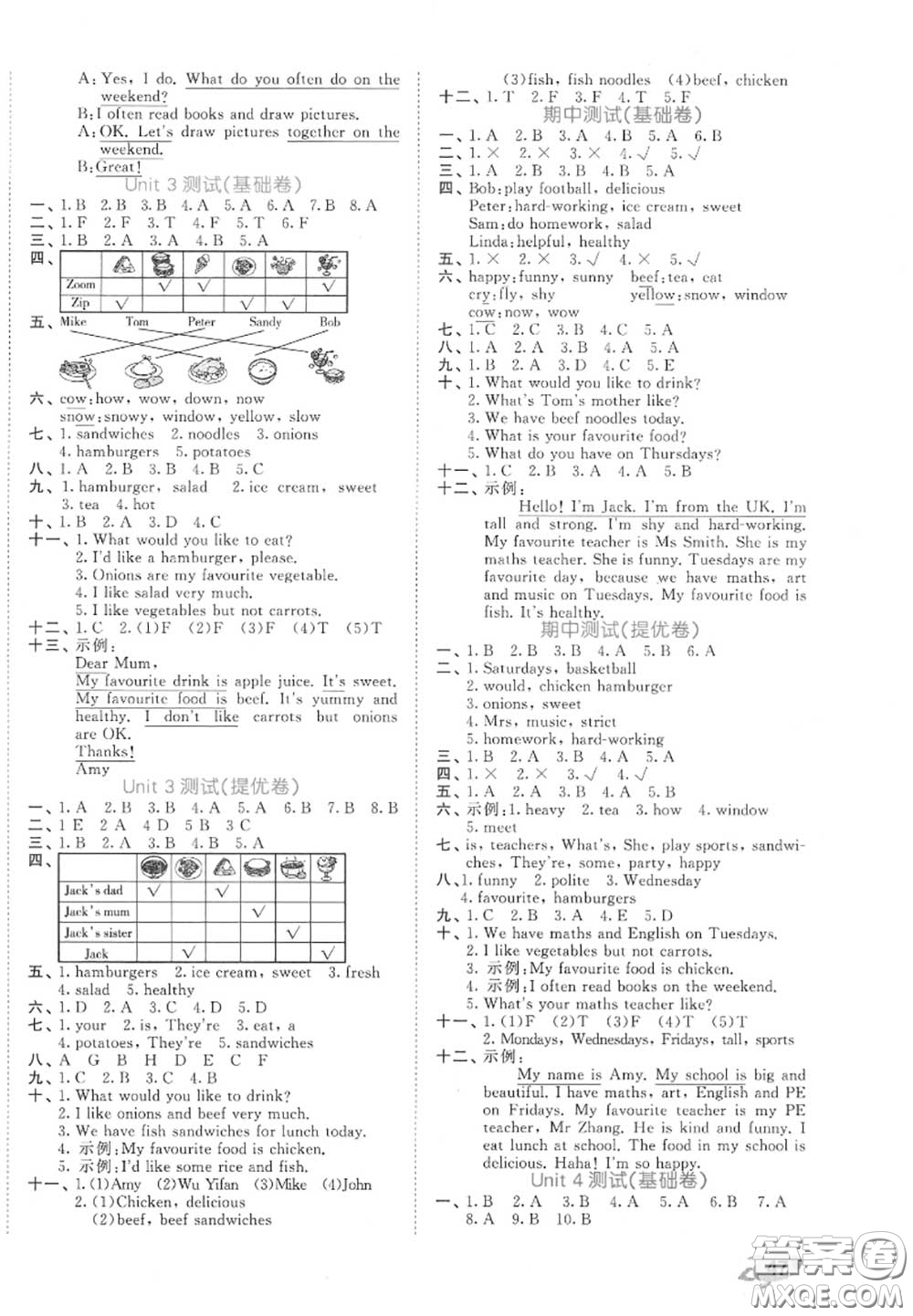西安出版社曲一線2020秋小兒郎53全優(yōu)卷五年級英語上冊人教版答案