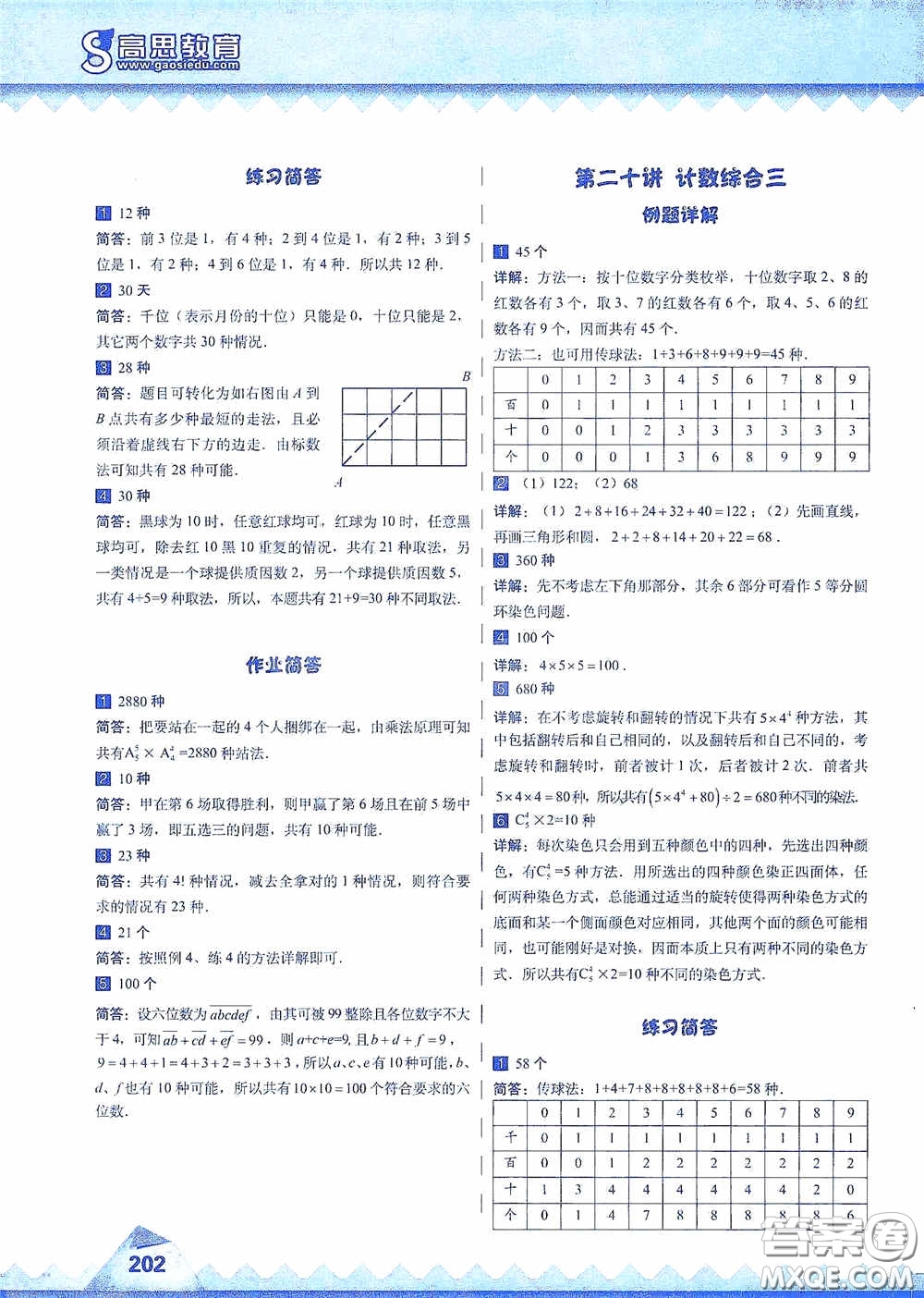 華東師范大學(xué)出版社2020高思教育高思學(xué)校競(jìng)賽數(shù)學(xué)課本六年級(jí)上冊(cè)答案