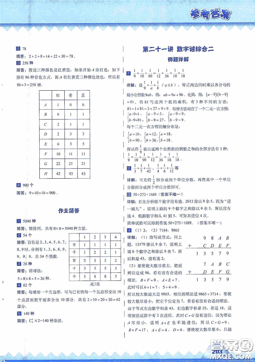 華東師范大學(xué)出版社2020高思教育高思學(xué)校競(jìng)賽數(shù)學(xué)課本六年級(jí)上冊(cè)答案