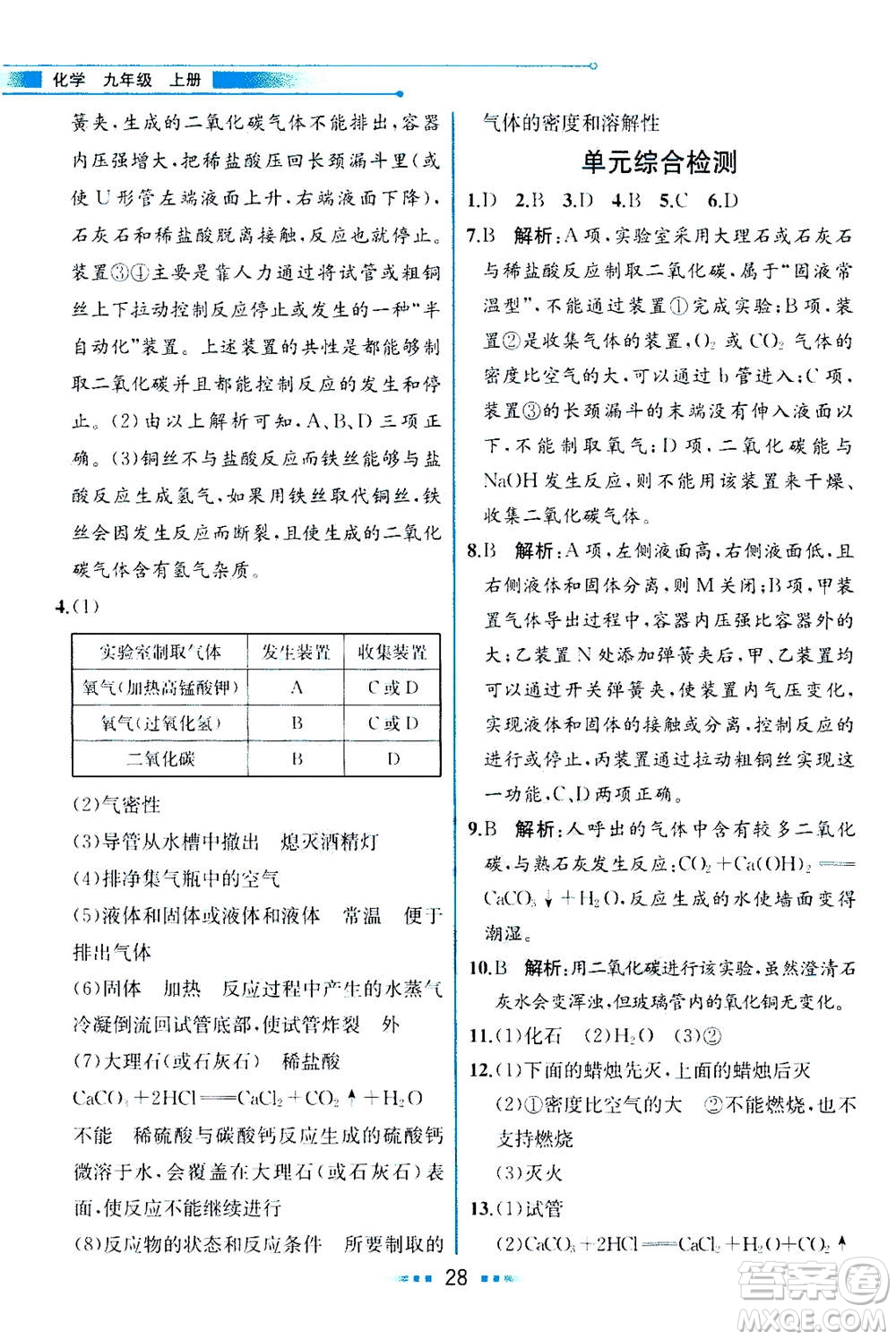 人民教育出版社2020年教材解讀化學(xué)九年級(jí)上冊(cè)人教版參考答案